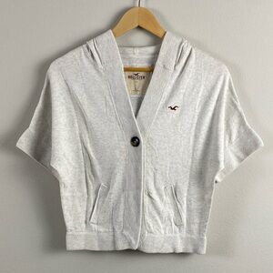Hollister Shrug/Relaxed Fit Short Sleeve Drop Shoulder Hooded Cardigan Sweater
